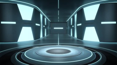 Sahne Neon Parlayan Işıklar, Soyut Bilimler arka plan kurgu iç mekan, Ürün sergi odası, 3D.