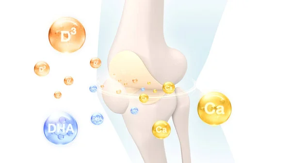 Kemikler ve eklemler besin takviyesi, vitaminler, tıbbi veya sağlık hizmeti konsepti, 3D işleme.