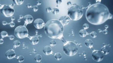 Su molekülü yapısı, bilim ya da tıbbi konsept, 3B görüntüleme.