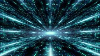 Fütürist bilim kurgu warp tüneli dijital verileri, soyut hareket arkaplanı.