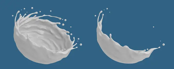Круглый Всплеск Молока Йогурта Летающими Капельками Концепция Натуральных Молочных Продуктов Стоковое Изображение