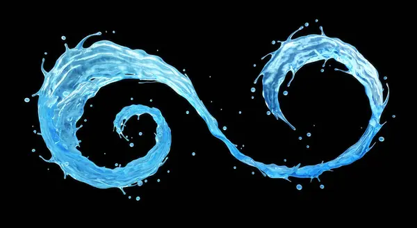 Всплеск Воды Спиральной Форме Клиппинговой Дорожкой Изолированный Черном Фоне Рендеринг Стоковая Картинка
