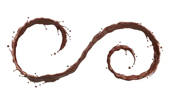 Темно Шоколадный Поток Всплеск Спиральной Форме Обрезкой Пути Рендеринг Стоковая Картинка
