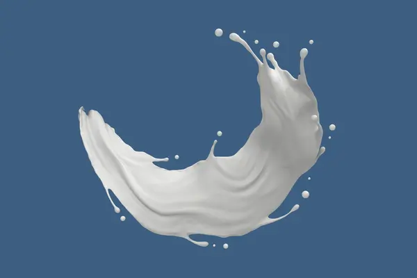 Mjölkstänk Isolerad Blå Bakgrund Rendering Royaltyfria Stockbilder