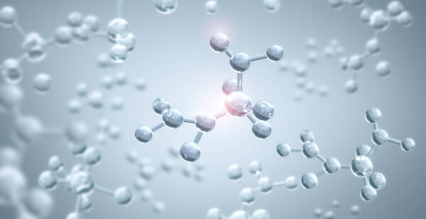 3D rendering of Chemical Biotechnology molecular structure with selective focus