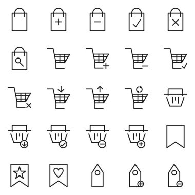 Alışveriş arabası veya sepet çizgisi simgesi