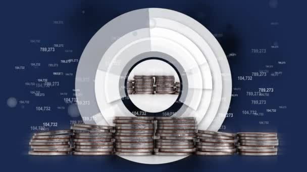 Koncepce Analýzy Ekonomických Ukazatelů Pro Úspěšný Finanční Design Hromady Mincí — Stock video