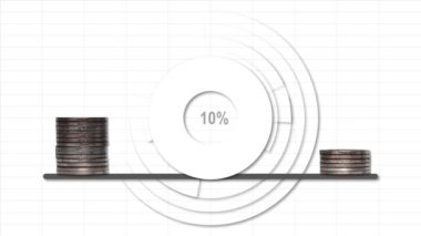 Minyatür insanlar ve grafikli bozuk paralar. Cinsiyet istihdam farklılığı kavramı.