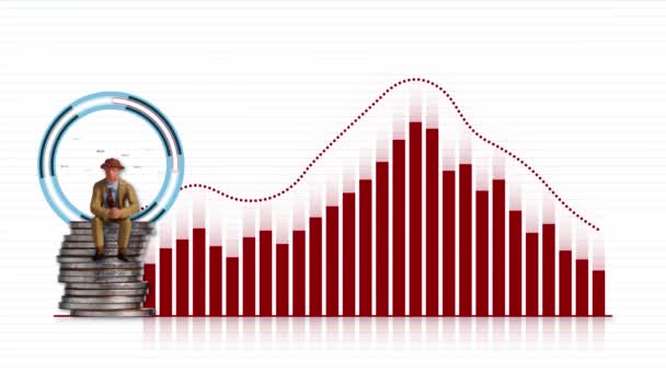 Graficul Bare Graficul Linie Care Creșterea Căderea Repetă Miniatură Stând — Videoclip de stoc