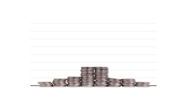 Gráficos Montones Monedas Personas Miniatura Concepto Crecimiento Salarial Disparidad Entre — Vídeos de Stock