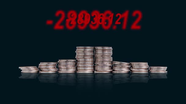 Pile Coins Graphics Concepts Finance Crisis — Vídeo de Stock