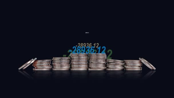 Pile Coins Graphics Concepts Finance Crisis — Vídeo de stock