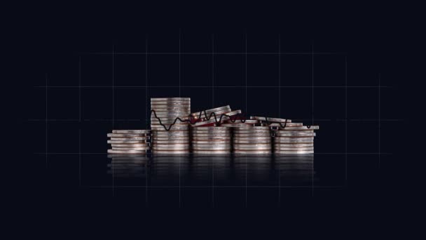 Business Concept Piles Coins Graphs Concept Rising Prices — Stock videók
