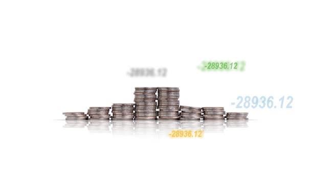Business Concept Piles Coins Bar Graphs Concept Rising Prices — Stock videók