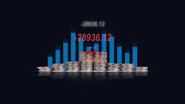 Business Concept Piles Coins Bar Graphs Concept Rising Prices — Vídeo de stock
