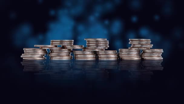 Business Concept Piles Coins Graphics Concept Financial Crisis New Beginning — Αρχείο Βίντεο