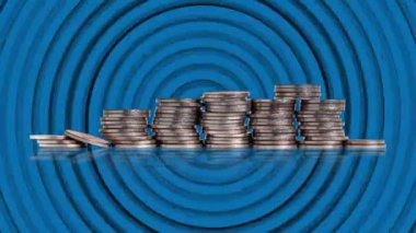 Pile of coins with graphic. The concept of the financial crisis.