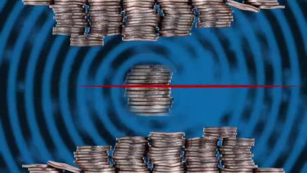 Pile Coins Heartbeat Graph Concept Financial Crisis — Video