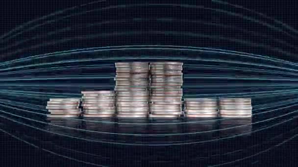 Pile Coins Graphic Concept Financial Crisis — Stock Video