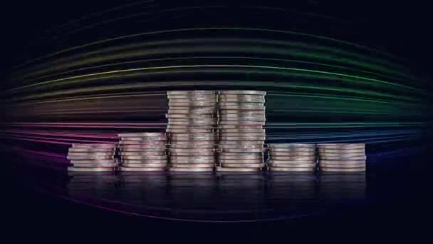Pile Coins Graphic Concept Financial Crisis — Stockvideo