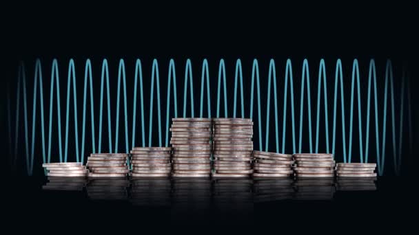 Business Concept Pile Coins Graphic Concepts Finance Investment — Vídeos de Stock