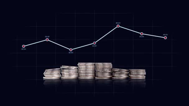 Pile Coins Line Graphs Graphs Business Concepts — Stock video