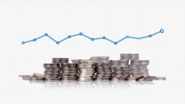 Business Concept Coins Graphs Concept Fluctuating Values — Αρχείο Βίντεο
