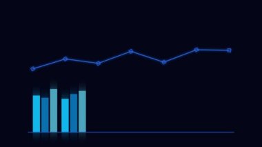Business concept with piles of coins and bar graphs and line graphs. 