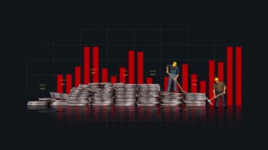 Bar graph and pile of coins with Business concept. Concept of successful investment analysis.