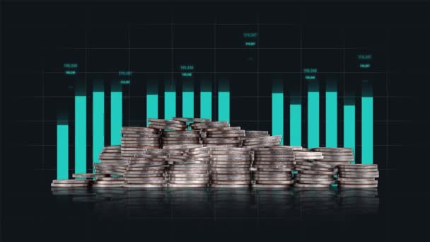 Bar Graph Pile Coins Business Concept Concept Successful Investment Analysis — 图库视频影像
