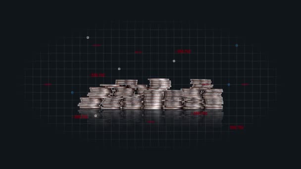 Pile Coins Graph Business Concept Concept Financial Asset Management — Stok video