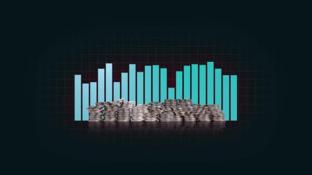Fluctuating Bar Graph Pile Coins Floating Exchange Rate Rates Investment — Wideo stockowe