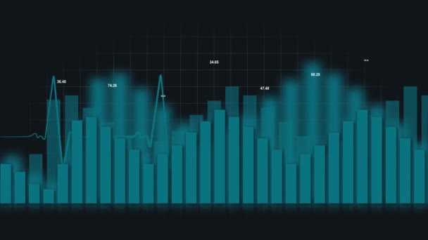 Bar Graph Increasing Numbers Business Concept Bar Graph Heartbeat Graphics — Vídeos de Stock
