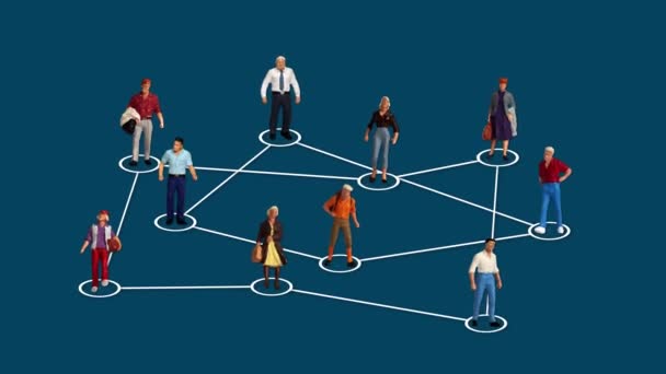 Concept Online Communication Social Networking Miniature People Graphics — Vídeos de Stock