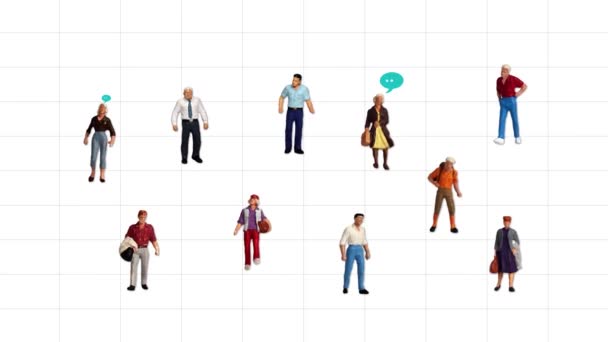 Concept Online Communication Social Networking Miniature People Graphics — Vídeo de Stock