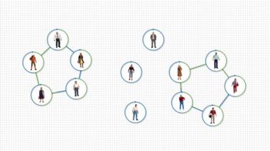 Business concept with miniature people and graphics. People connected and Network connection and Social network Service Concept. 
