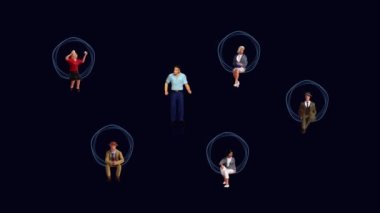 Business concept with miniature people and graphics. People connected and Network connection and Social network Service Concept. 