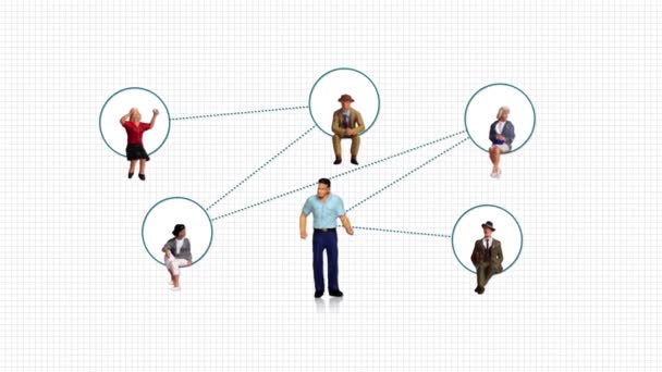 Бізнес Концепція Мініатюрними Людьми Графікою Люди Єднані Мережеве Єднання Концепція — стокове відео