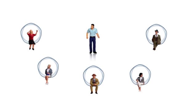 Business Concept Miniature People Graphics People Connected Network Connection Social — Vídeo de Stock