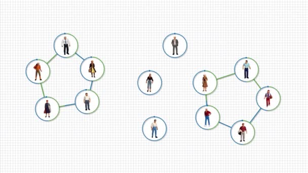 Business Concept Miniature People Graphics People Connected Network Connection Social — Stock Video