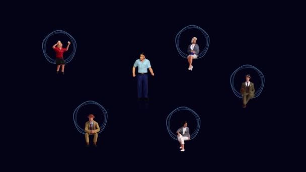 Business Concept Miniature People Graphics People Connected Network Connection Social — Vídeos de Stock