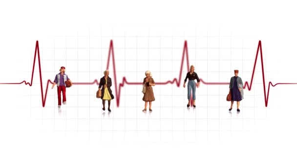 Batimento Cardíaco Com Mulheres Miniatura Amizade Feminina União Feministas Irmandade — Vídeo de Stock