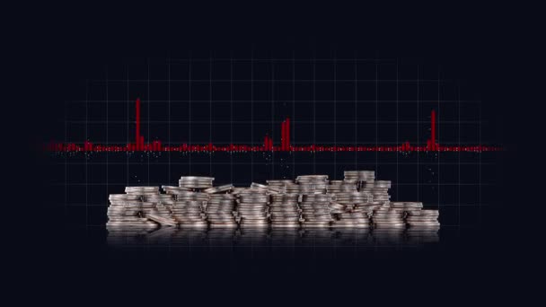 Бизнес Концепция Монетами Графикой Концепция Финансового Кризиса — стоковое видео