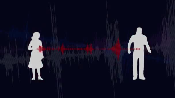 Man Silhouette Woman Silhouette Voice Spectrum Graphics Concepts Verbal Abuse — Stock Video