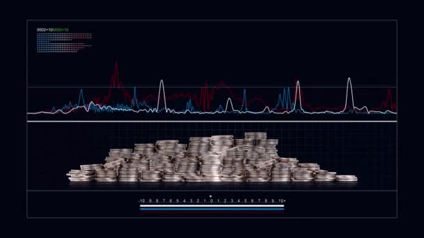 Concepto Negocio Con Montones Monedas Gráficos Conceptos Cambios Valor Los — Vídeos de Stock