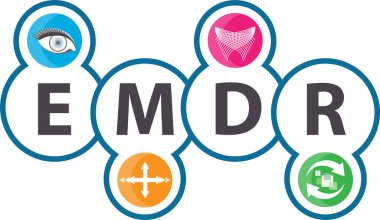 Göz Hareketi Duyarsızlaştırma Yeniden İşlem (EMDR) terapi kavramı. Travmatik deneyimleri olan insanlar için bir psikoterapi tedavisi.