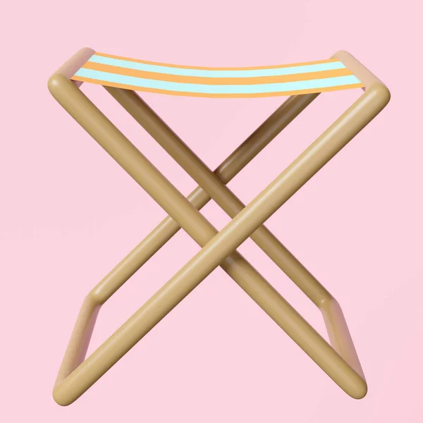 折叠椅 用于野营或野餐 用粉色背景隔开 3D渲染说明 剪切路径 — 图库照片