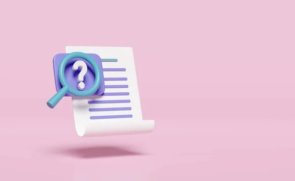 Vraagteken Symbool Met Kaart Vergrootglas Checklist Klembord Geïsoleerd Roze Werving — Stockfoto