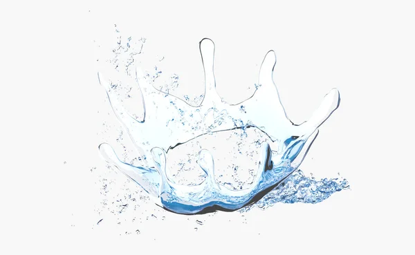 Woda Splash Przezroczyste Przejrzyste Niebieskie Wody Rozrzucone Wokół Odizolowanych Białym — Zdjęcie stockowe