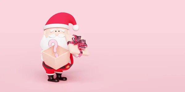 Hände Des Weihnachtsmannes Mit Geöffnetem Geschenkkarton Fragezeichen Symbol Isoliert Auf — Stockfoto